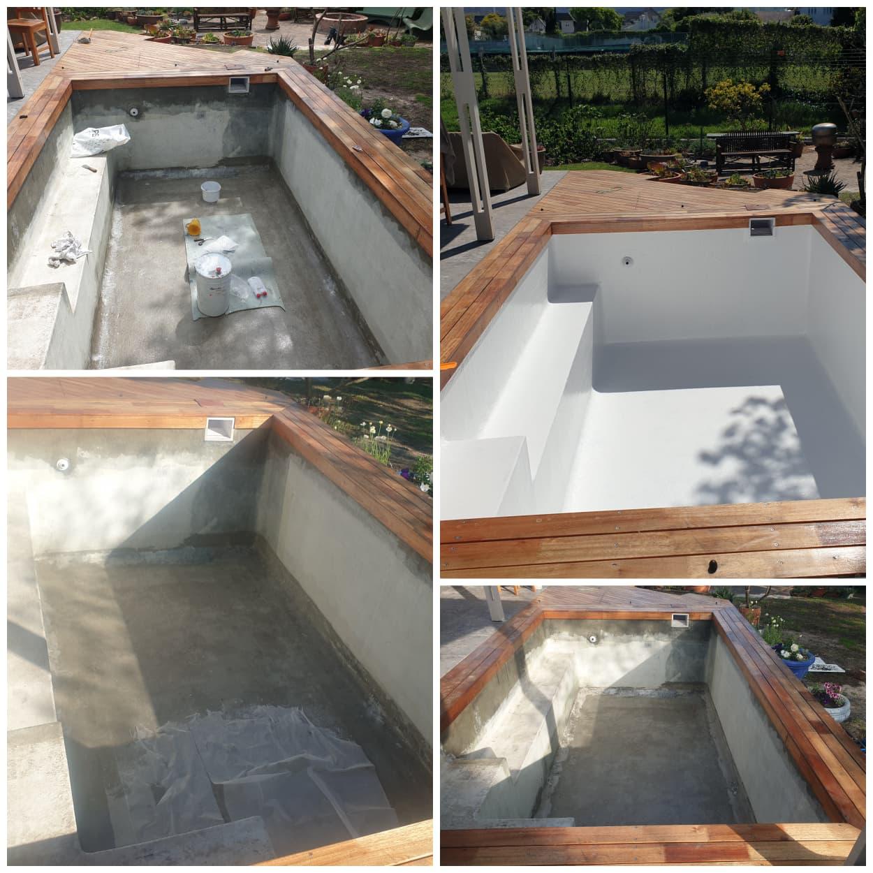 Pool surface before and after finishing